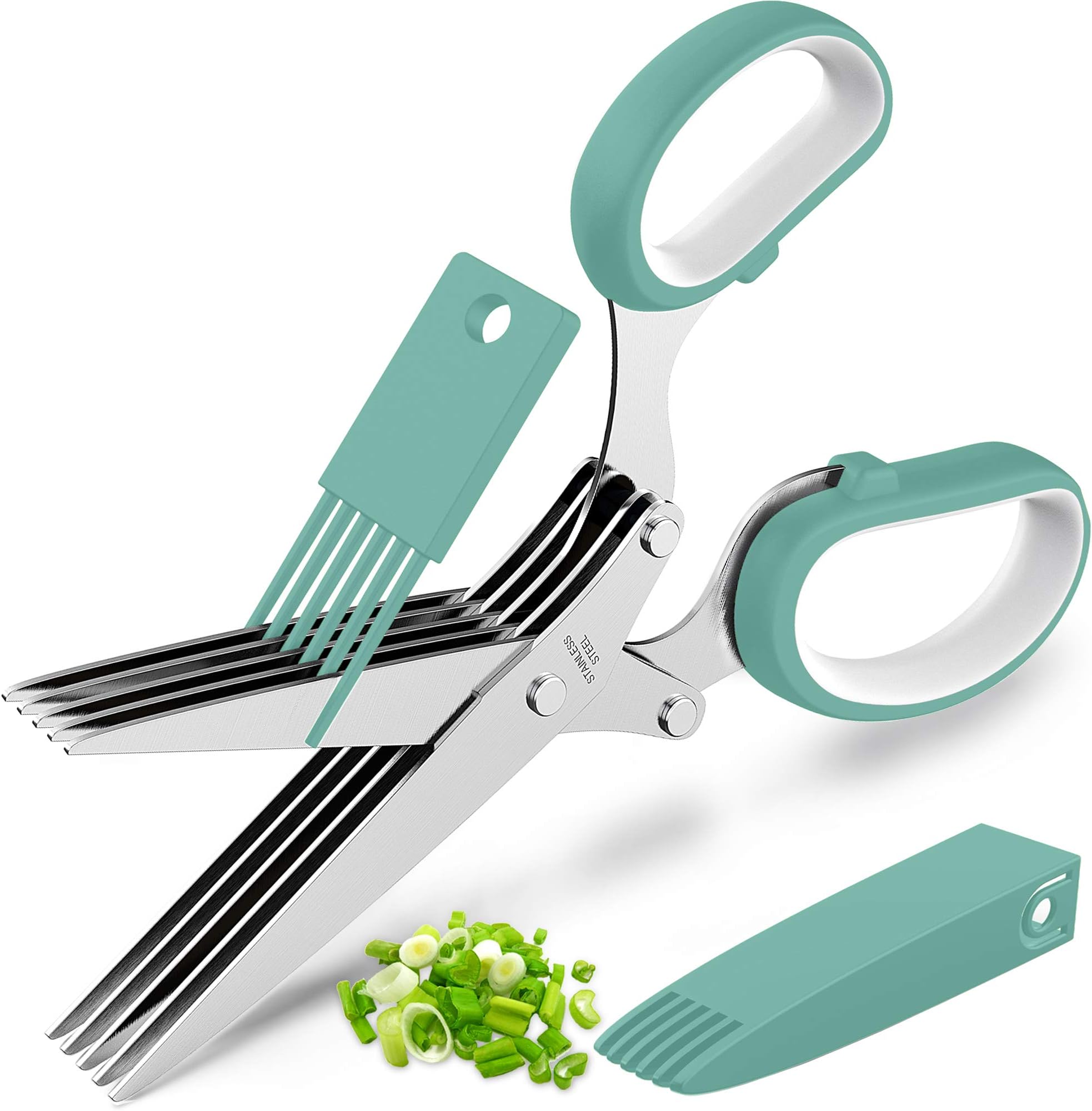 Herb Scissors with 5 Blades – Multipurpose Kitchen Tool for Quick Herb Cutting