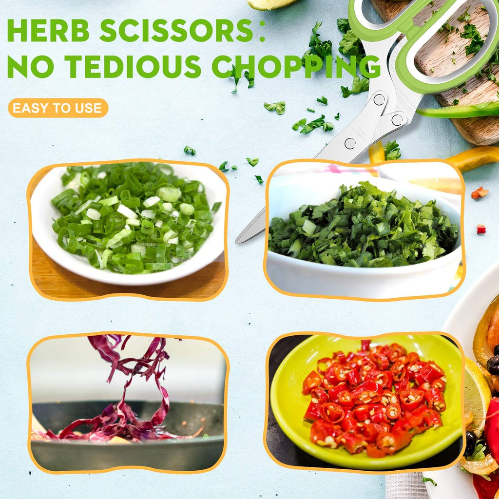 Herb Scissors with 5 Blades – Multipurpose Kitchen Tool for Quick Herb Cutting