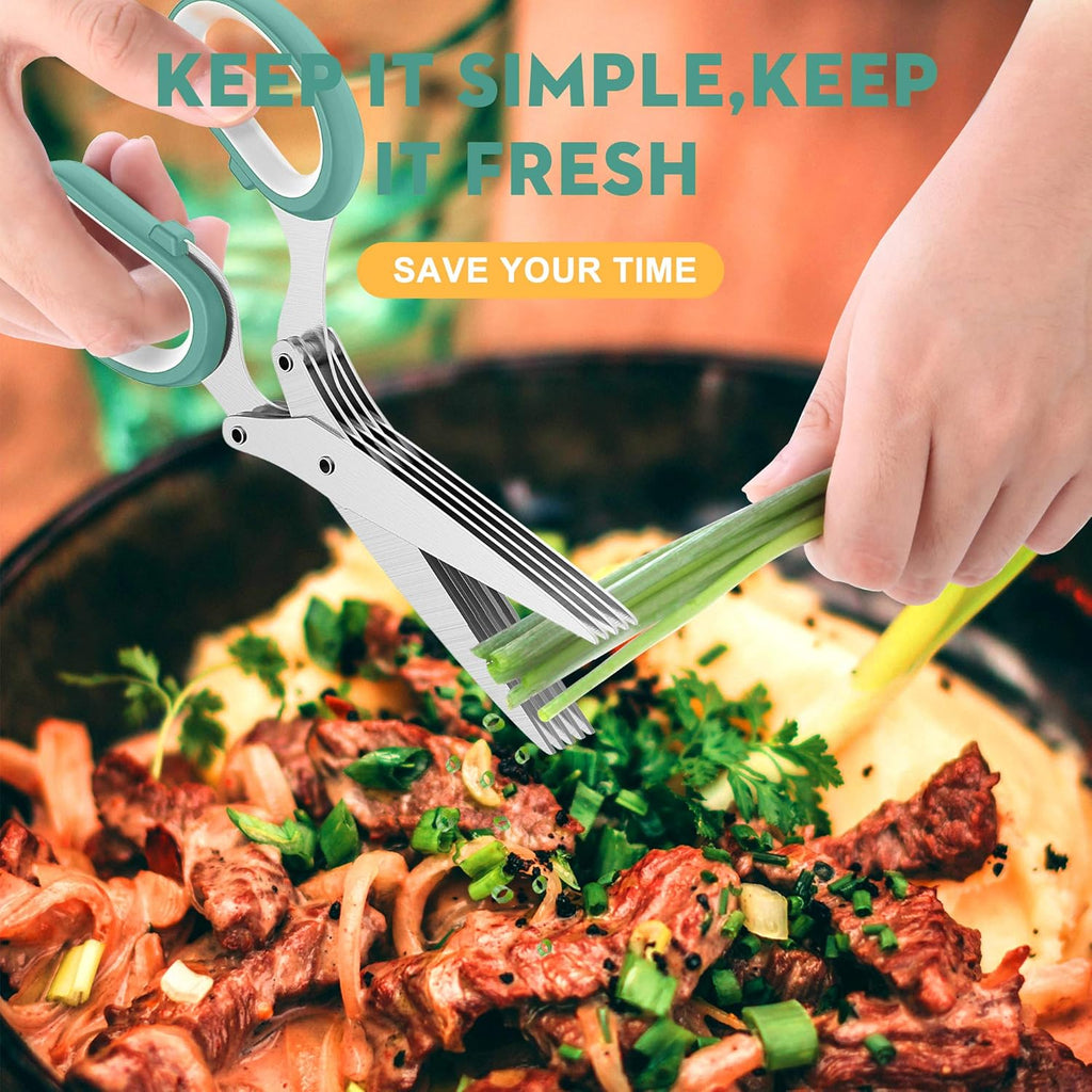 Herb Scissors with 5 Blades – Multipurpose Kitchen Tool for Quick Herb Cutting