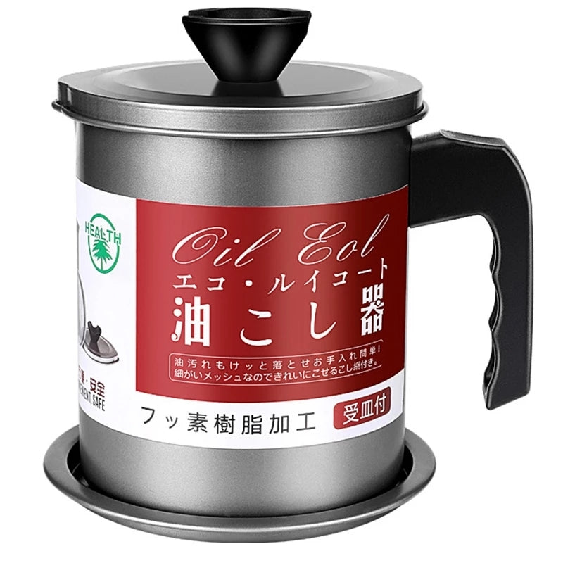 Stainless Steel Grease Container with Strainer for Kitchen Oil Reuse