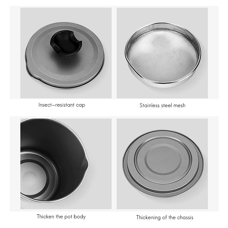Stainless Steel Grease Container with Strainer for Kitchen Oil Reuse