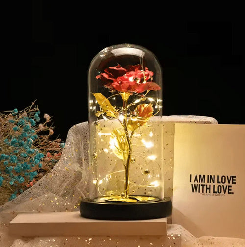 Flower Dome with LED Light – Romantic Glass Decoration Gift