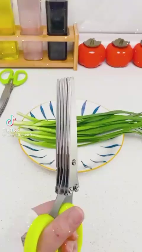 Herb Scissors with 5 Blades – Multipurpose Kitchen Tool for Quick Herb Cutting